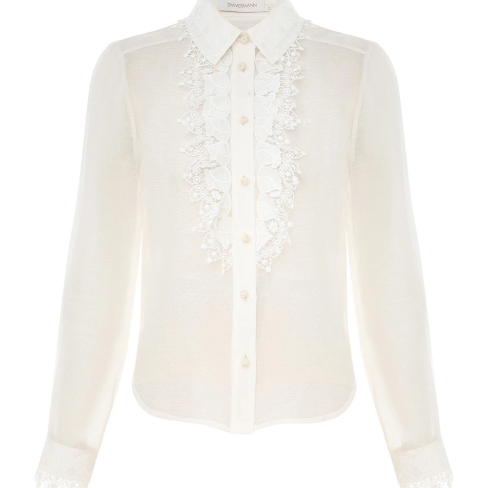 Zimmermann White Lace Trim Blouse